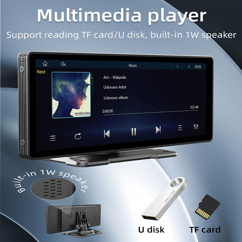 9″ Portable Car Stereo Camera Wireless Carplay AndroidAuto Touchscreen Bluetooth