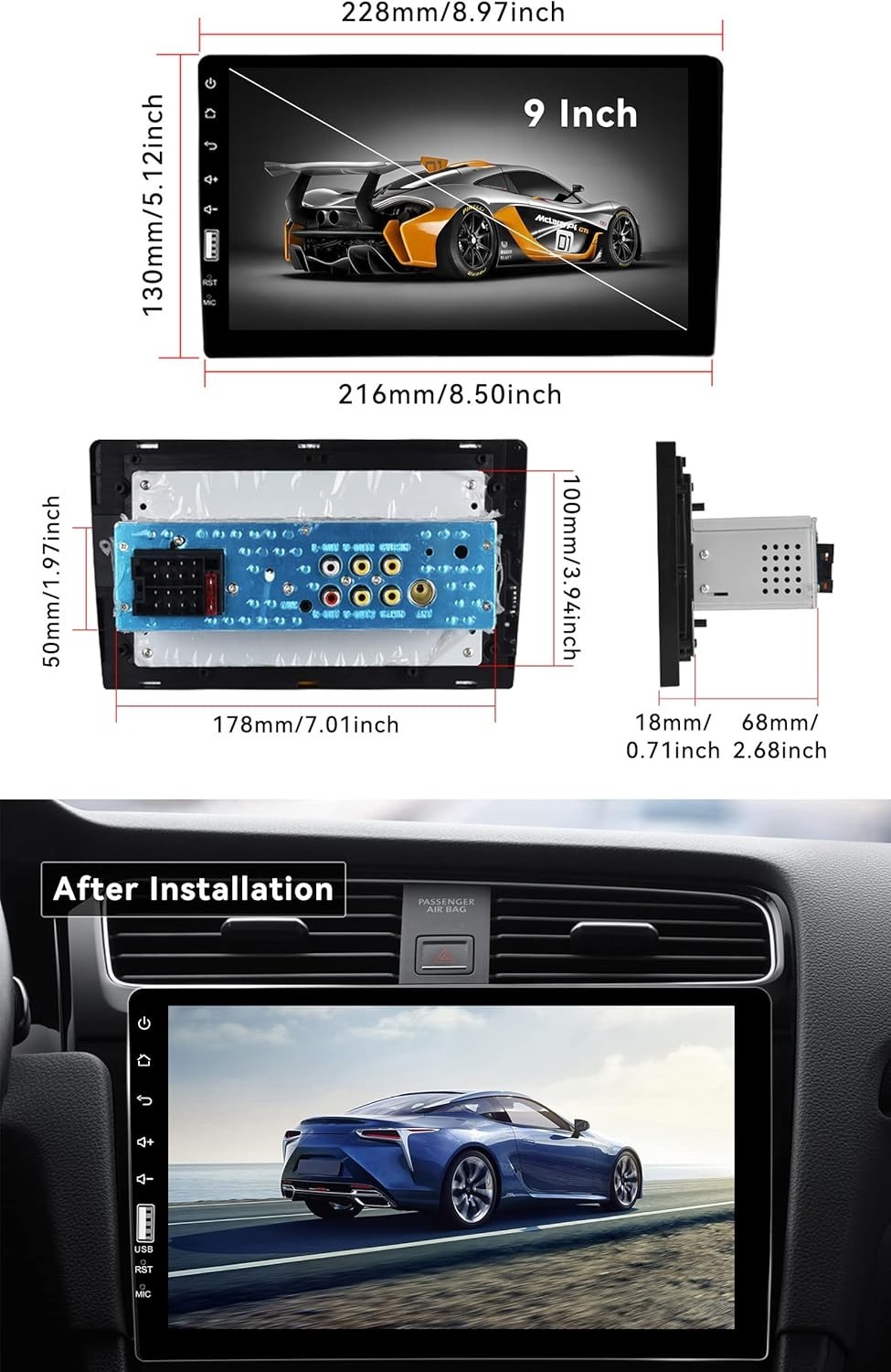 Single Din Car Stereo with Bluetooth 9 Inch HD Touch Screen Car Stereo with B…