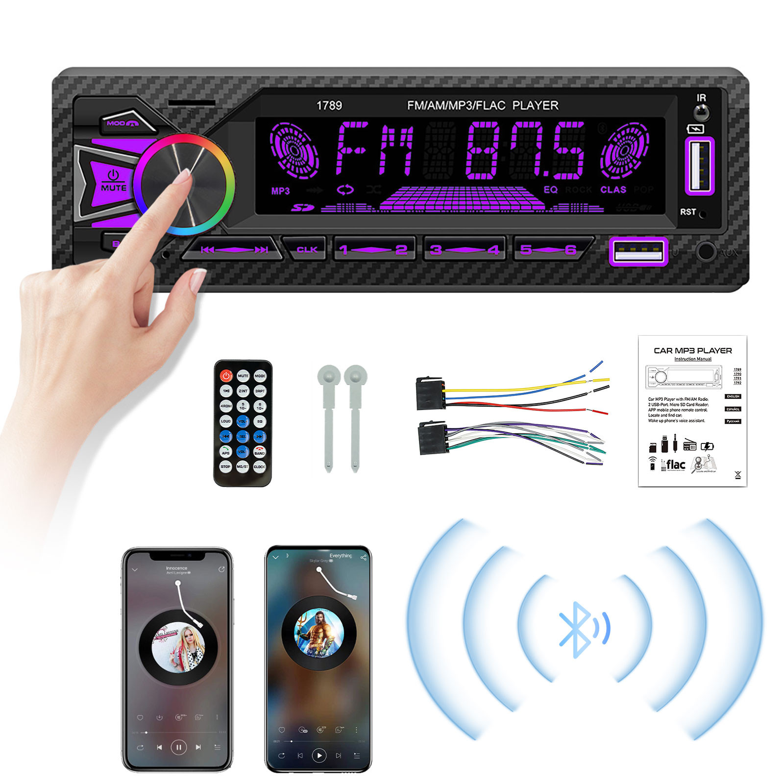 Single 1 DIN Car Stereo Radio Bluetooth MP3 Player AUX USB AM FM Audio Receiver