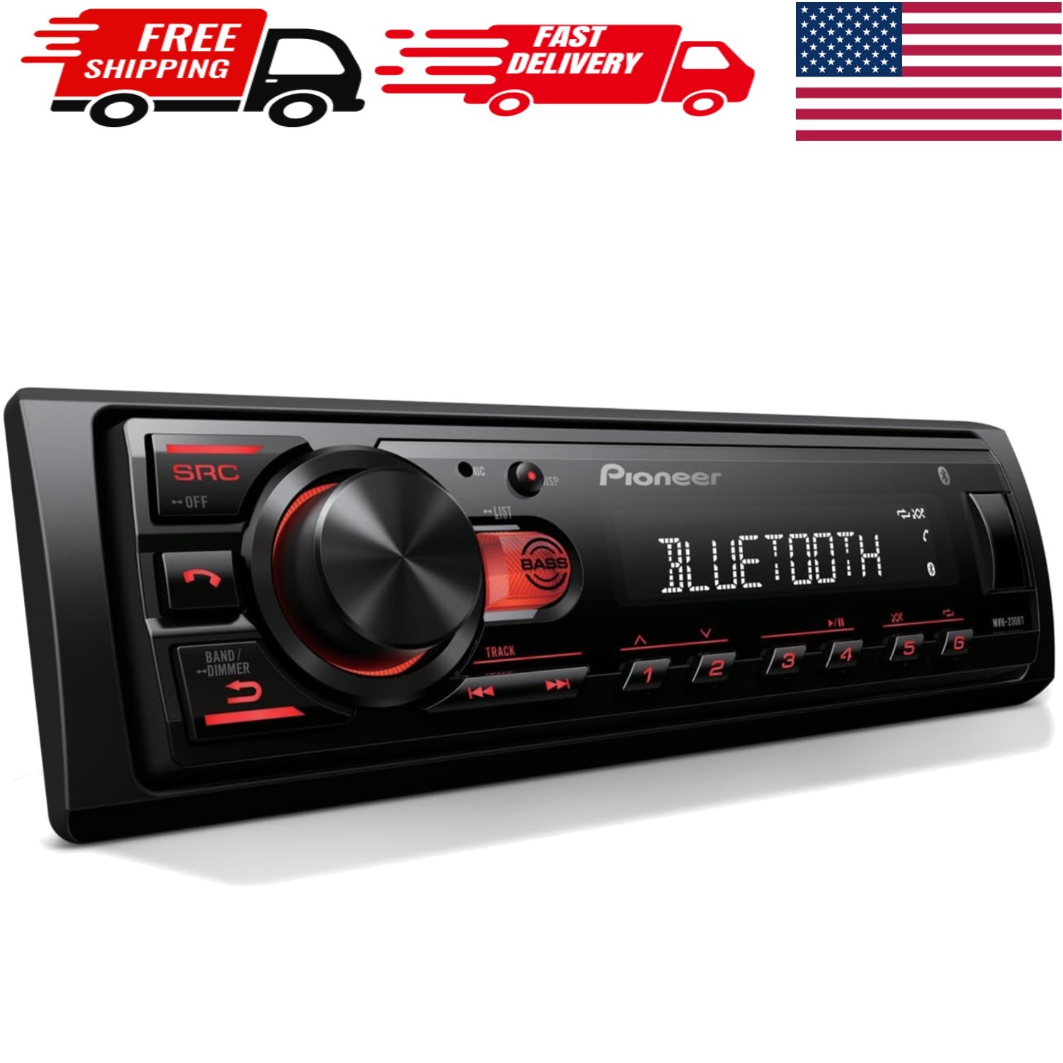 Multi-Format 1-Din Bluetooth Receiver with Easy Installation & Touch Control