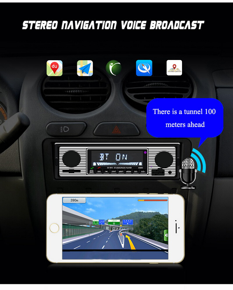 Single 1 Din 12V-14V Car Stereo FM Radio MP3 Player Bluetooth AUX Clock Display