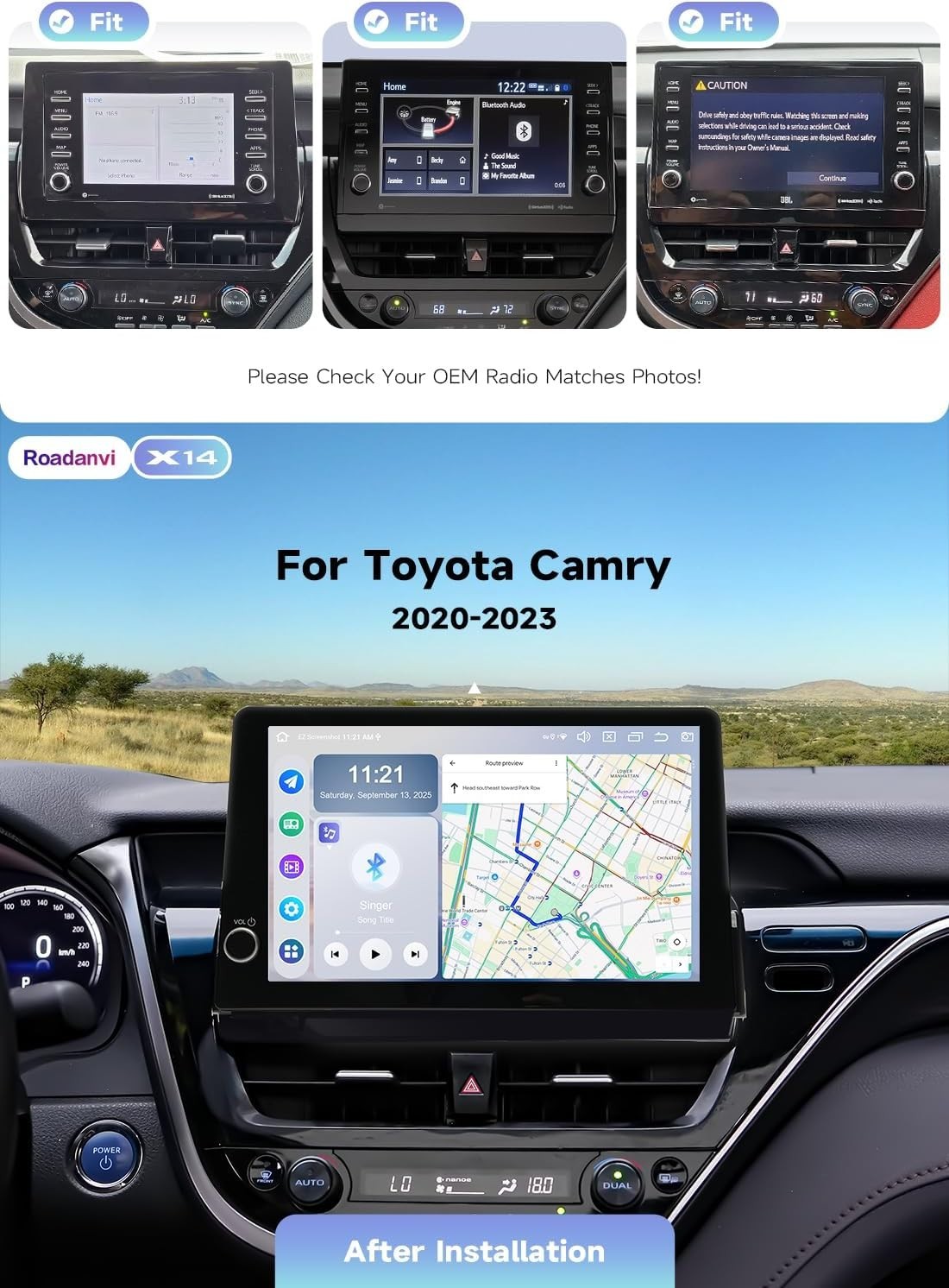 Roadanvi Android 14 6GB+128GB 11.6″ Car Stereo for Toyota Camry 2021-2023 4720