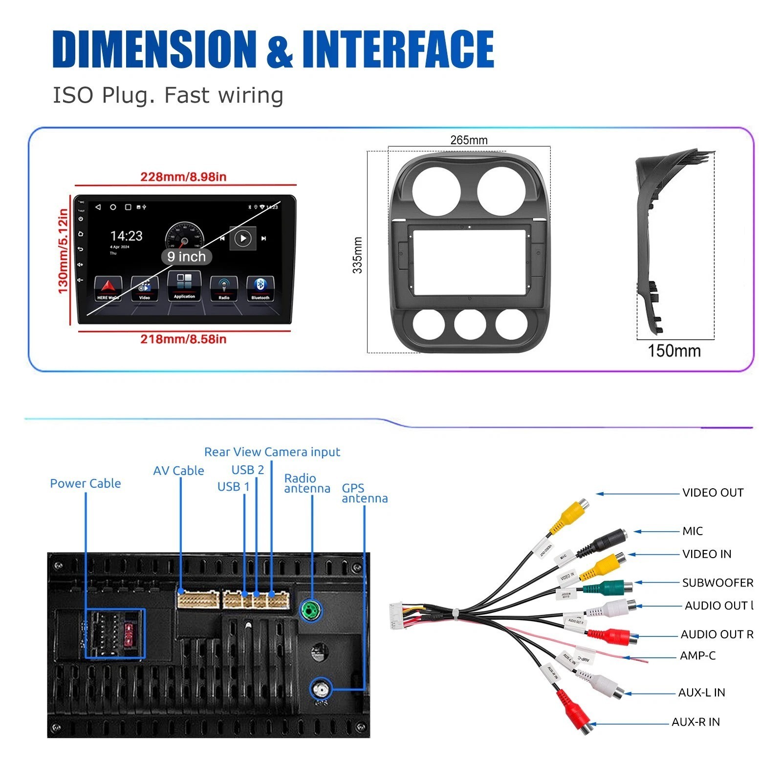 For Jeep Patriot Compass 2009-2016 Apple Carplay Car Stereo Radio GPS Android 15