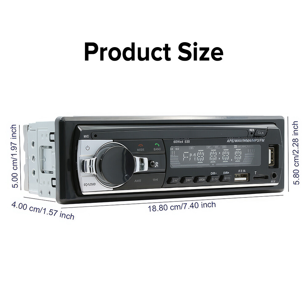 Single Din Car Stereo with Handsfree and App Control Bluetooth Radio USB FM AUX