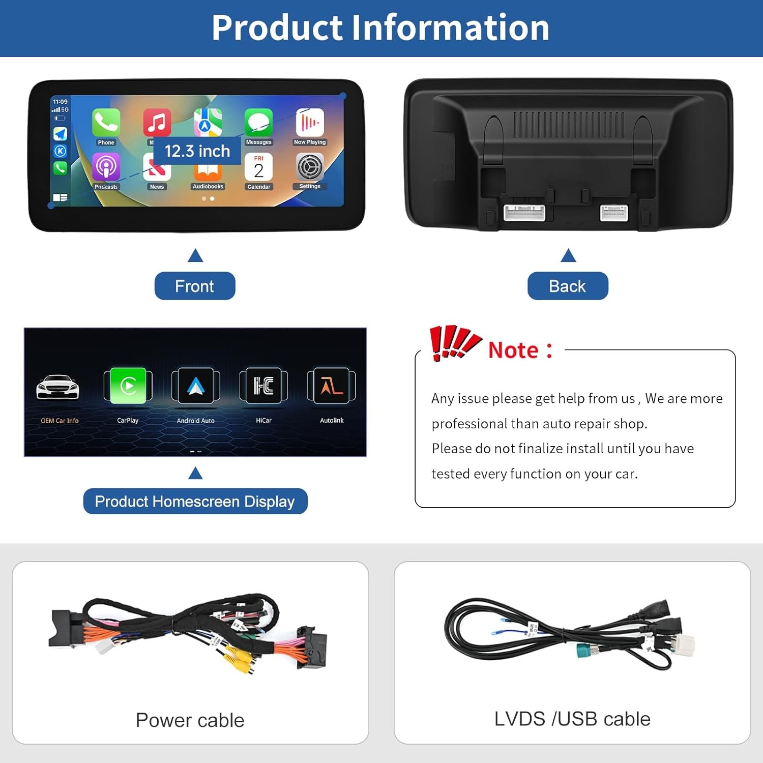 Road Top 12.3″ Ultra-Narrow Touchscreen Wireless CarPlay Android Auto for…