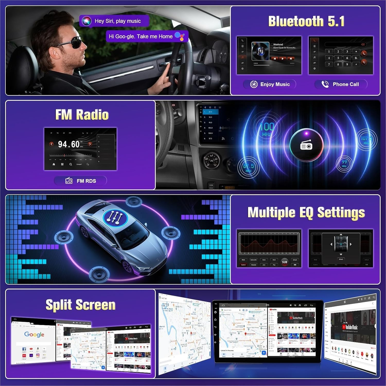 9″ 32G Android Auto Carplay for 2016-2021 Honda Civic w/ JBL Audio; Free Camera