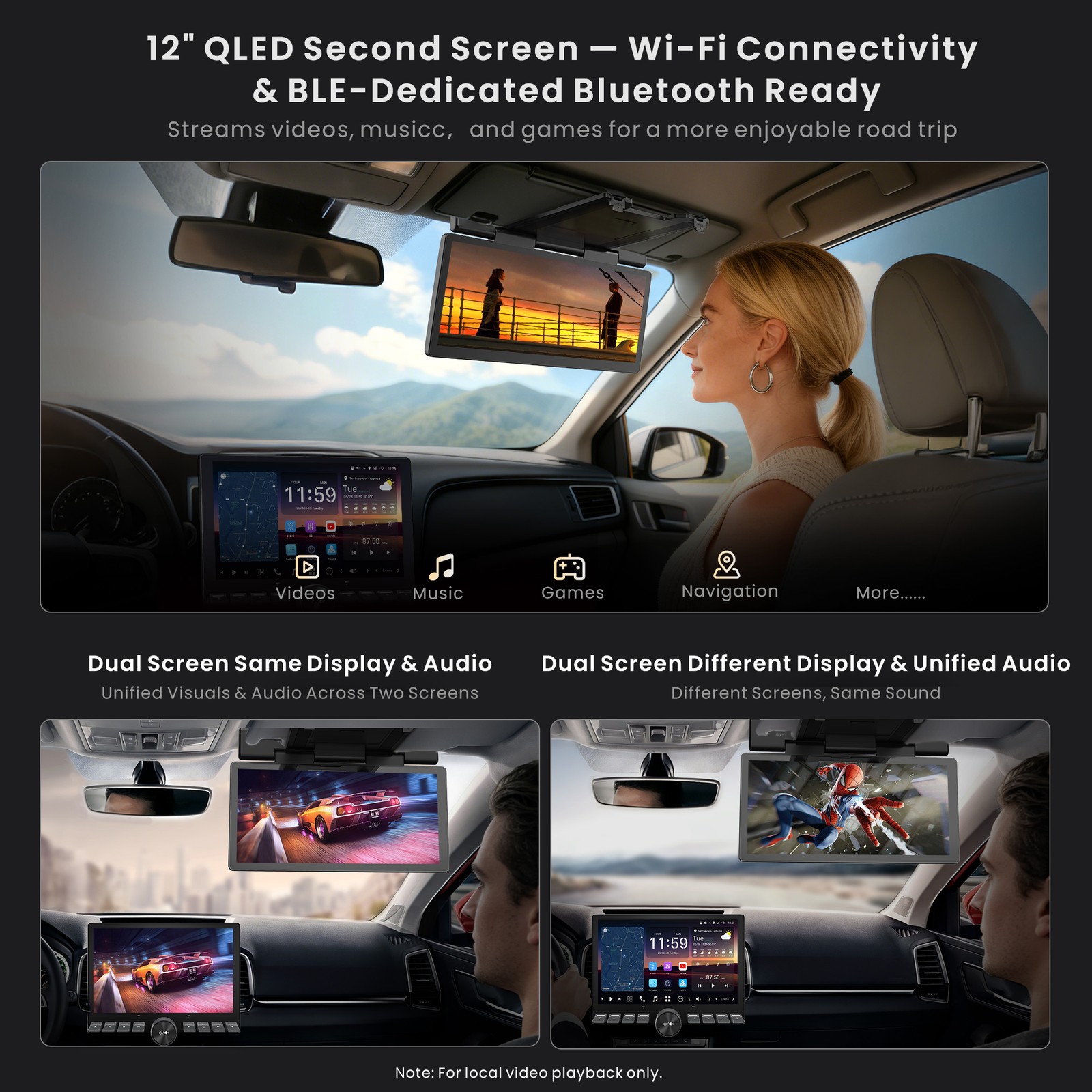X10 10.1 inch Knob 1 & DIN Car Stereo Passenger Entertainment Screen, AI Vision