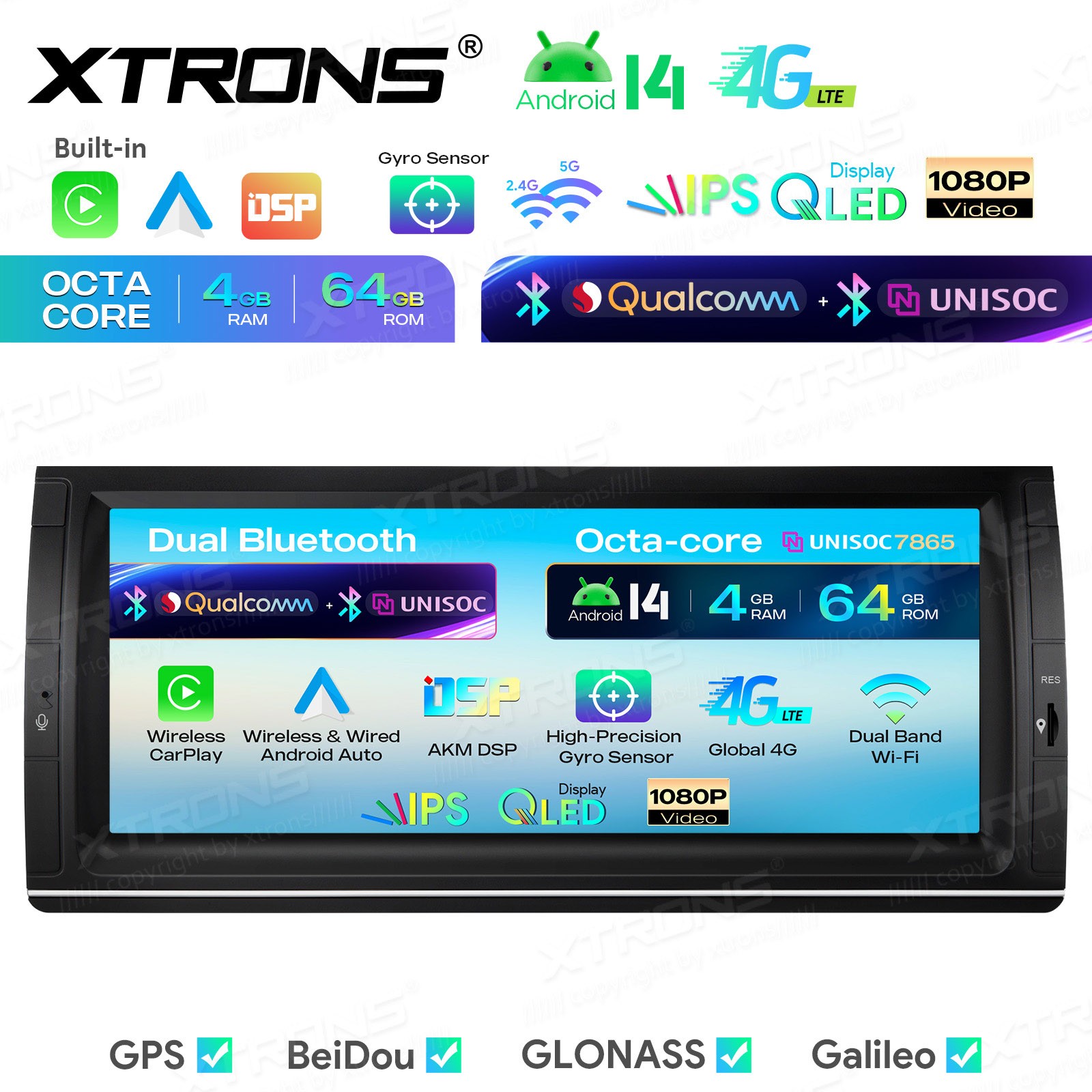 For BMW X5 E53 10.25″ QLED Touch Screen Android 14 Car Stereo GPS Dual Bluetooth