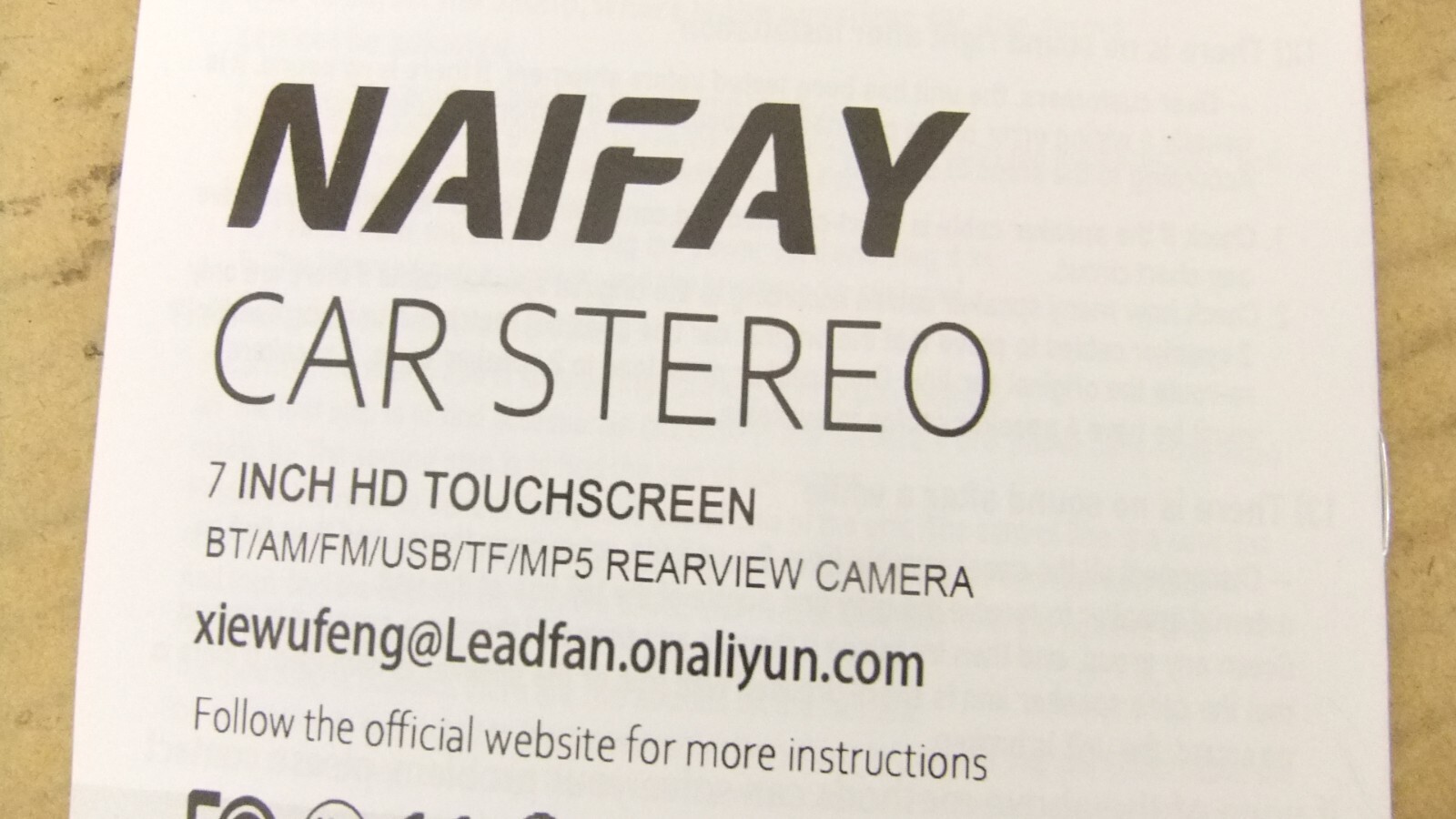 Naifay 7 Inch Car Stereo HD Touchscreen BT/AM/FM/USB/MP5