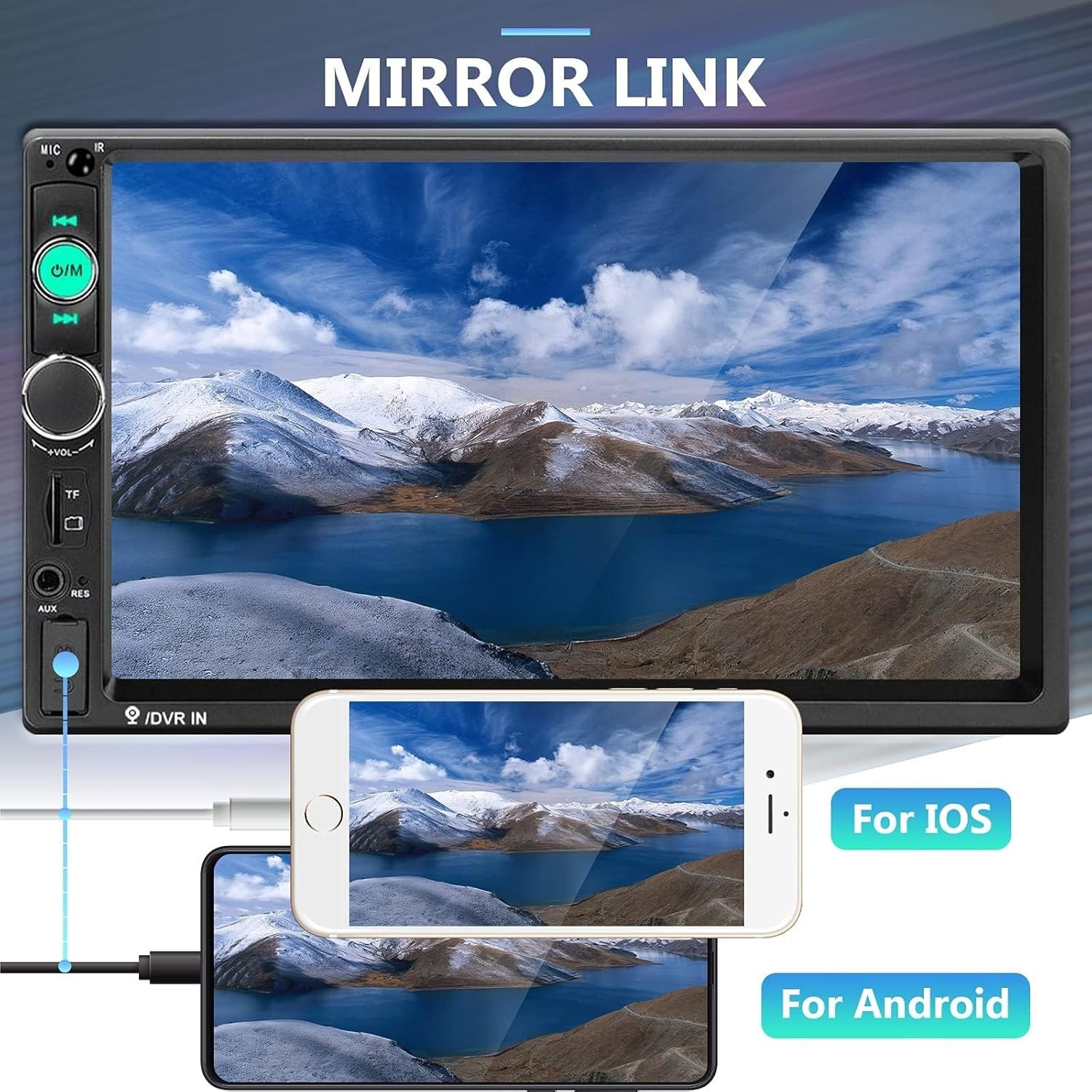 7 Inch Double Din Car Radio Touch Screen Stereo with Bluetooth and Backup Camera
