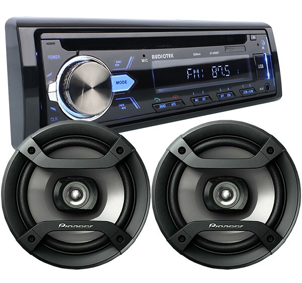 2X Pioneer 6.5″ Speakers + Audiotek 1-Din Car Stereo Bluetooth CD AM FM Receiver