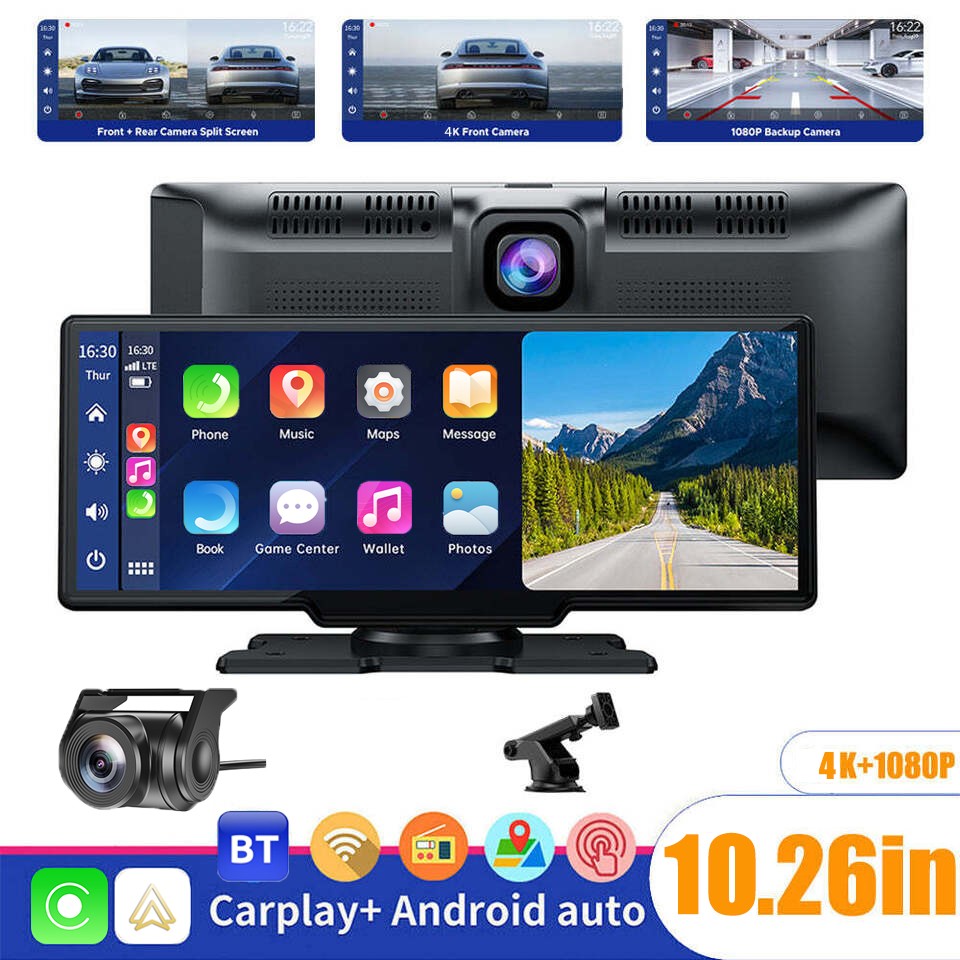 10.26″ Touch Screen Wireless Apple Carplay Portable Car Stereo Android Auto USA