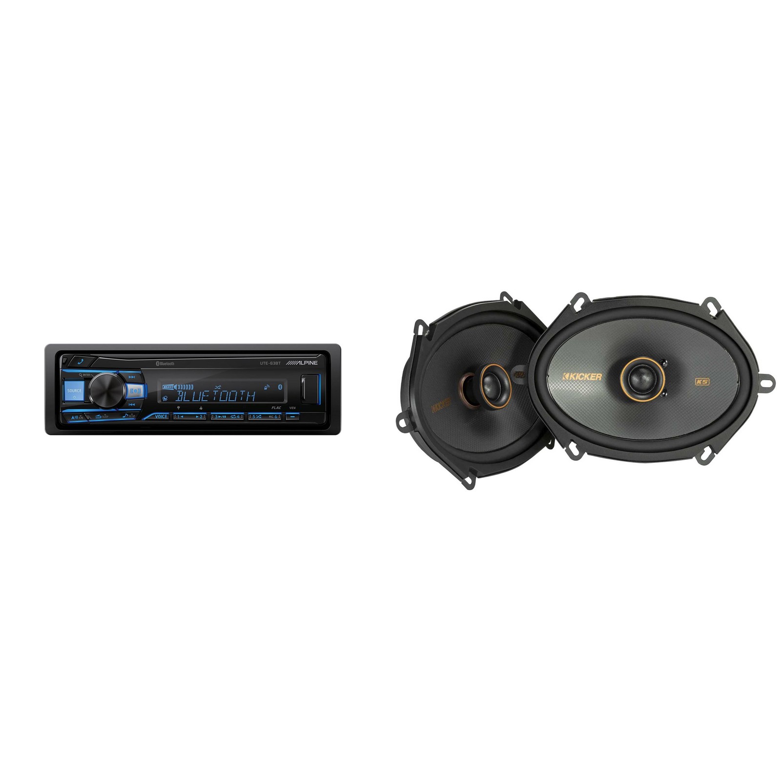 Alpine UTE-63BT Bluetooth Receiver & Kicker KSC 5×7″ / 6×8″ Speakers