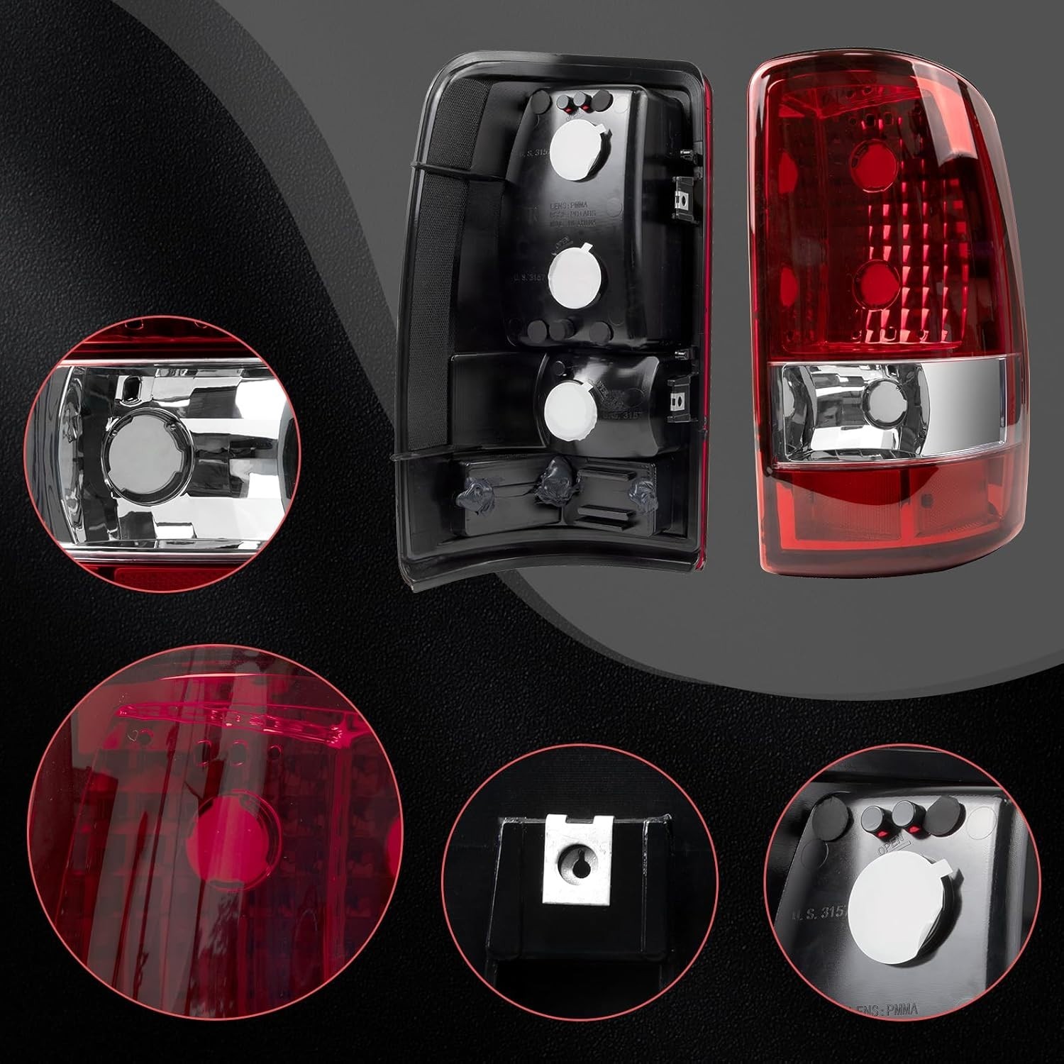 Pair Tail Lights Lamps For Chevy Suburban 1500/ 2500 Tahoe GMC Yukon 2000-2006