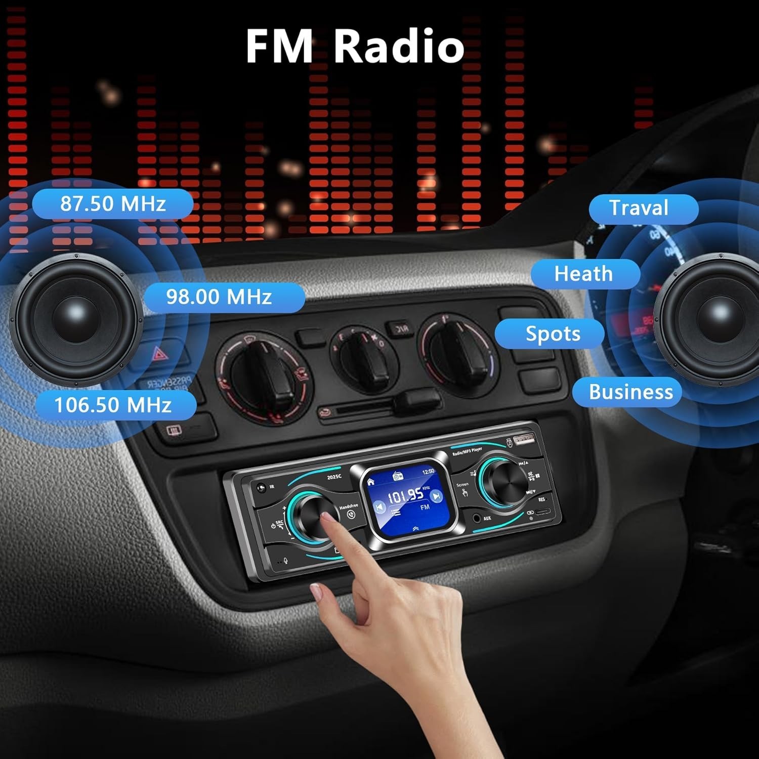 Single Din Car Stereo with Touchscreen Bluetooth, MP3 Player Supports Steerin…
