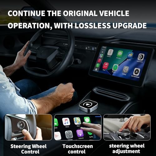 Wireless CarPlay and Android Auto Adapter, Ultra-Compact Aluminum Design with