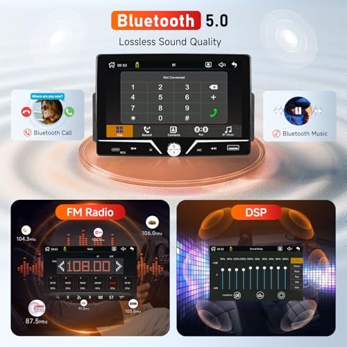 Single Din Car Stereo Carplay Android Auto, 7 Inch HD Touch Screen Car Radio