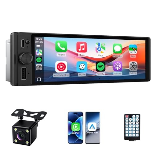 Single Din Car Stereo, 6.28 Inch Wireless CarPlay&Android Auto Single Din