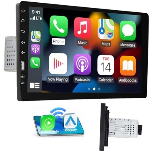 9 Inch Single Din Car Stereo Android Auto, 1 Din Touch Screen Wireless Carplay
