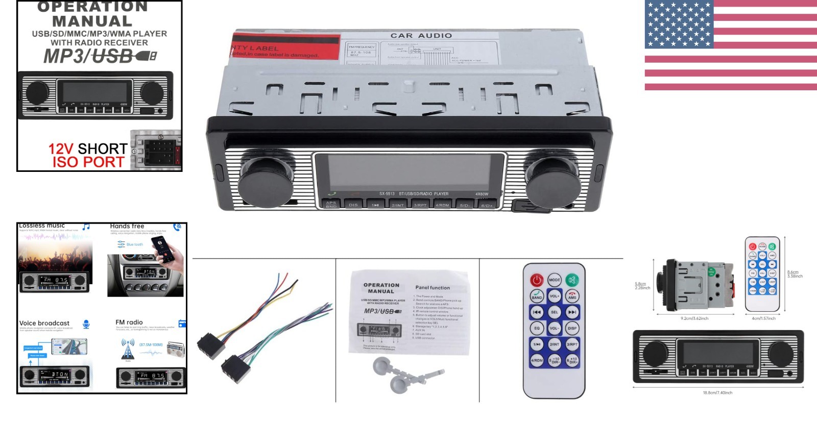 Compact 12V Bluetooth Vehicle Stereo with USB/SD/AUX & Exceptional Sound Quality