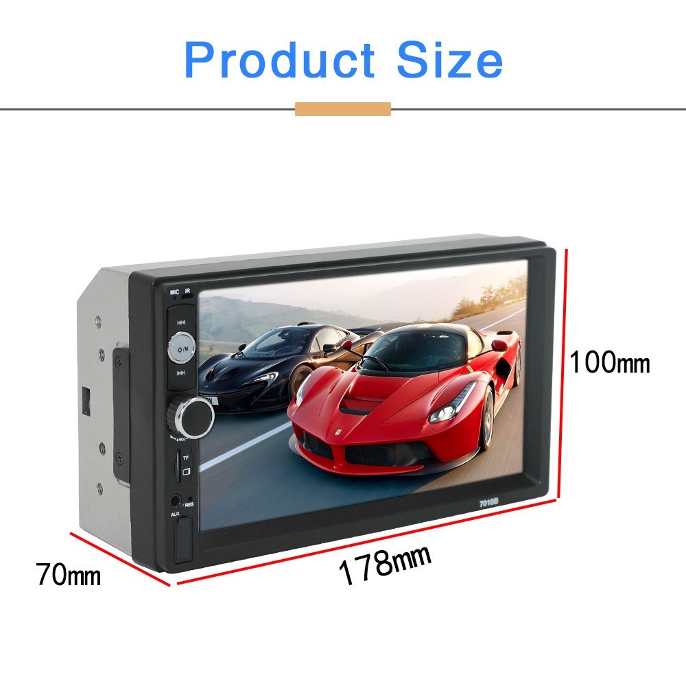 7” 2 DIN HD Car MP5 Player CarPlay Touch Screen Bluetooth Stereo Radio FM/AUX