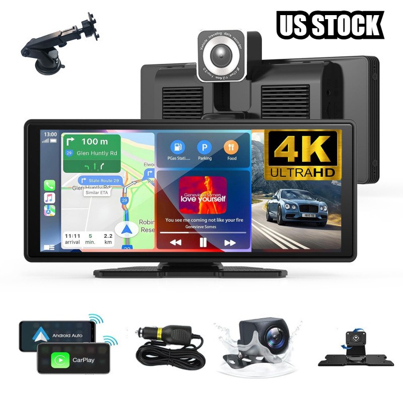 10.26″ IPS Touch Screen Car Radio Apple CarPlay Android Auto Portable Stereo+Cam