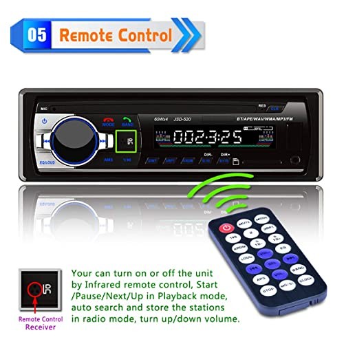 12V Car Stereo FM Radio MP3 Audio Player Built in Bluetooth Phone with USB SD