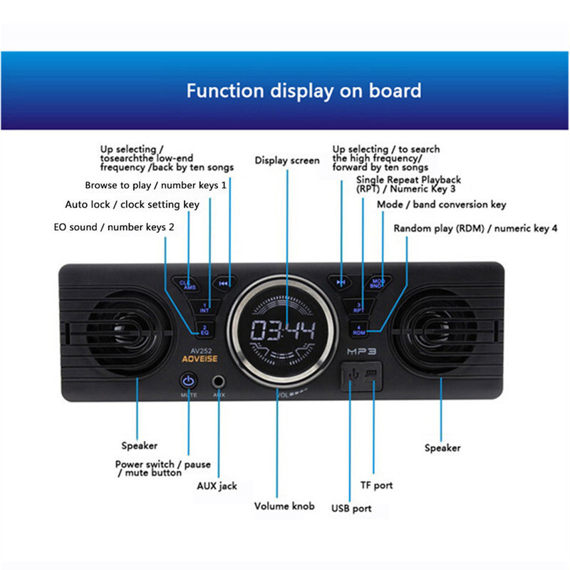 Car Stereo Radio Audio FM Aux Receiver SD USB Dash MP3 Player Built-in 2 Speaker