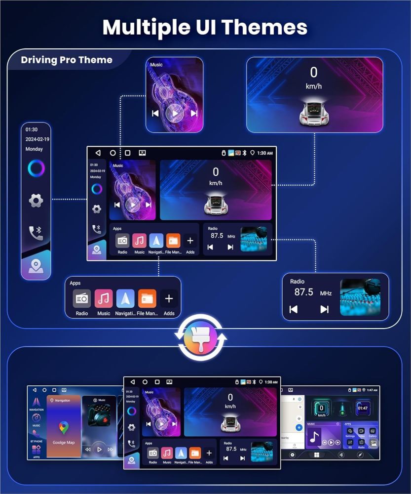 4G+64GB Apple Carplay Car Stereo Radio Android 13.0 GPS Navi WIFI FM RDS Camera