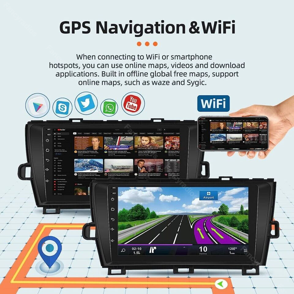 Android 13 For Toyota Prius 2010-2015 Carplay Car Stereo Radio Navi GPS 1280*800