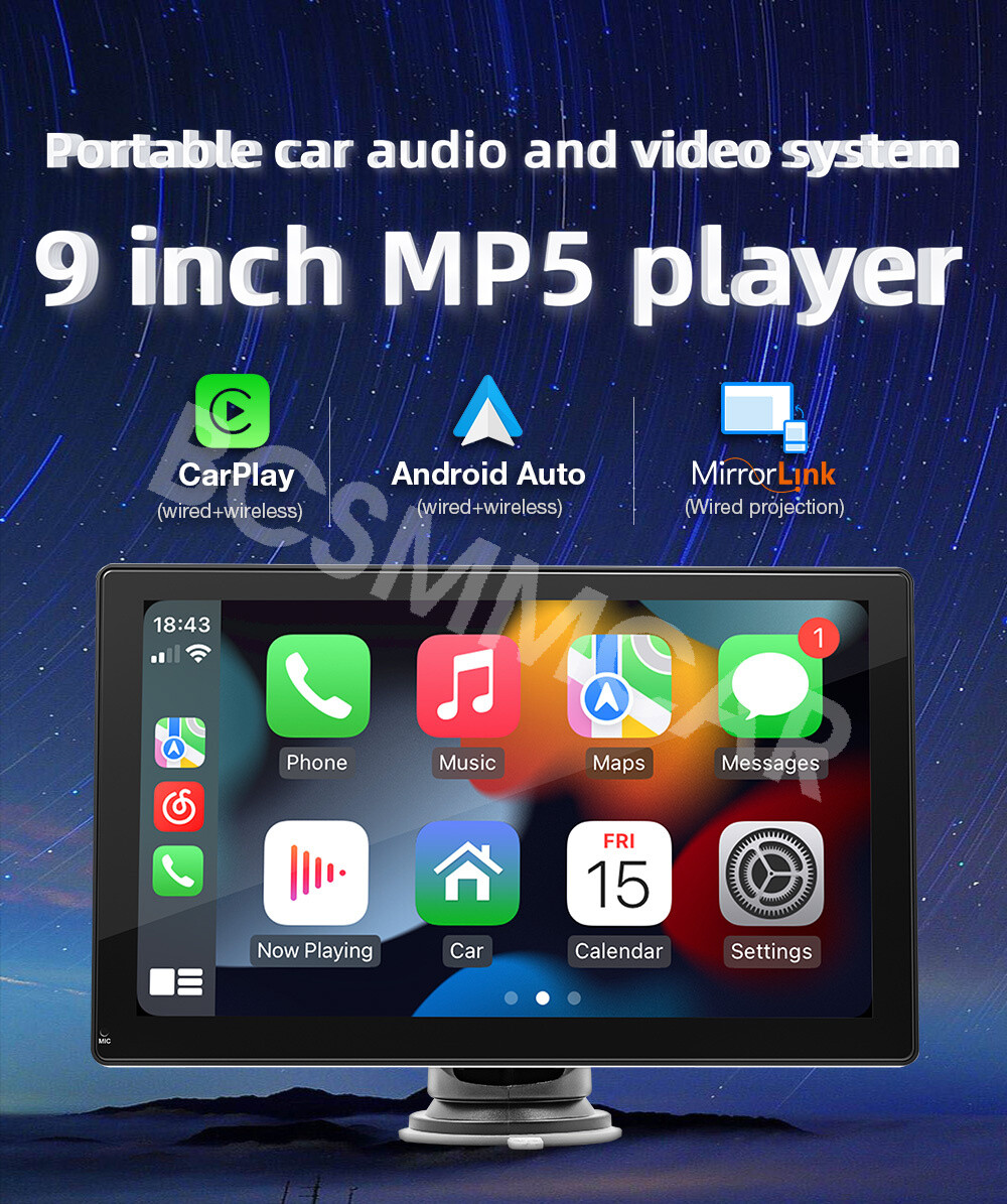9in Radio Car Stereo Touchscreen MP5 Player For CarPlay Android Auto With Camera