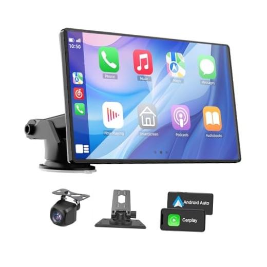 Wireless Carplay and Android Auto Screen for Car, 7″ HD Portable Touch Screen