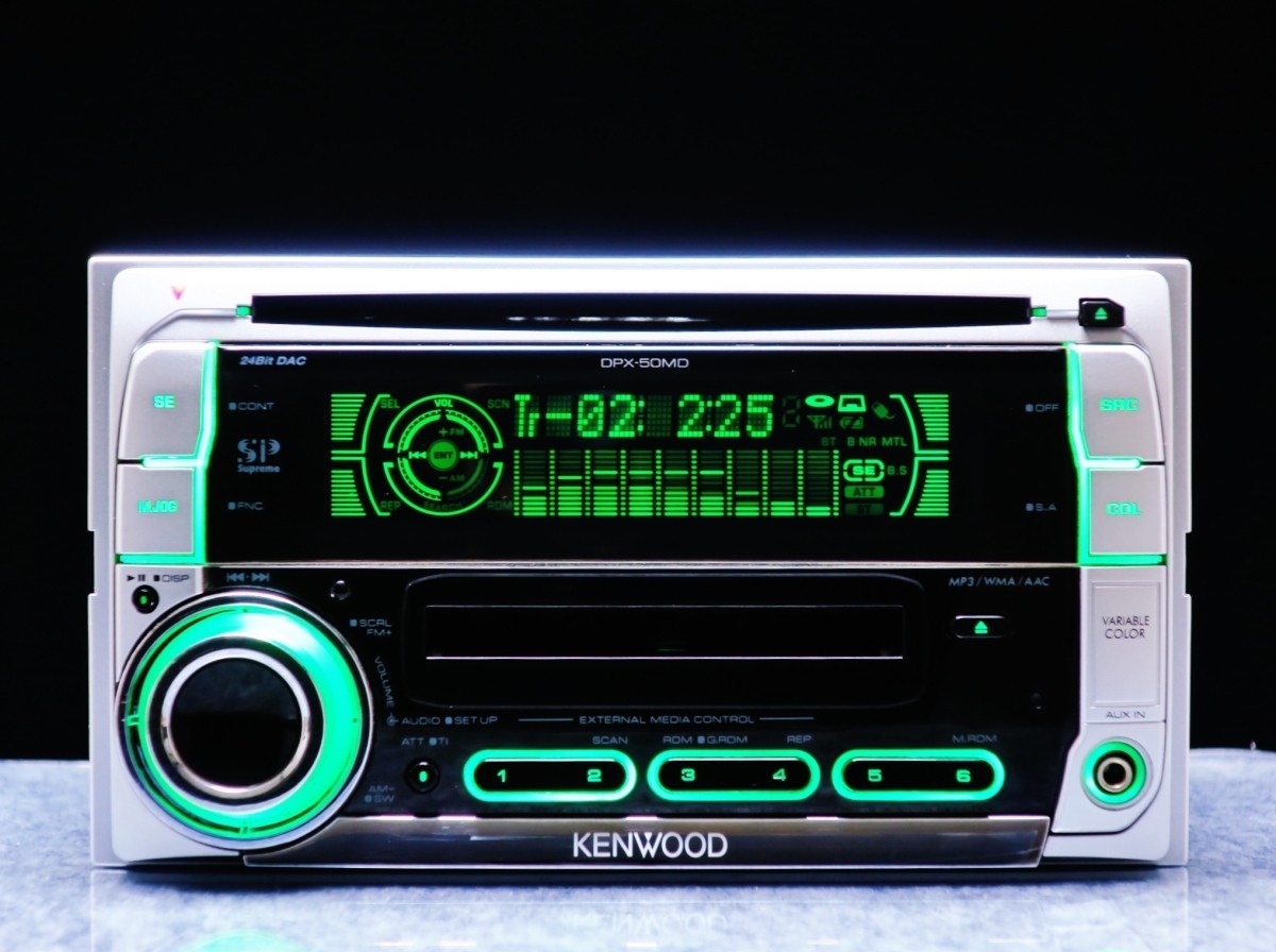 Tested Kenwood DPX-50MDS Silver 2DIN CD MD Player Car audio Stereo MDLP JDM