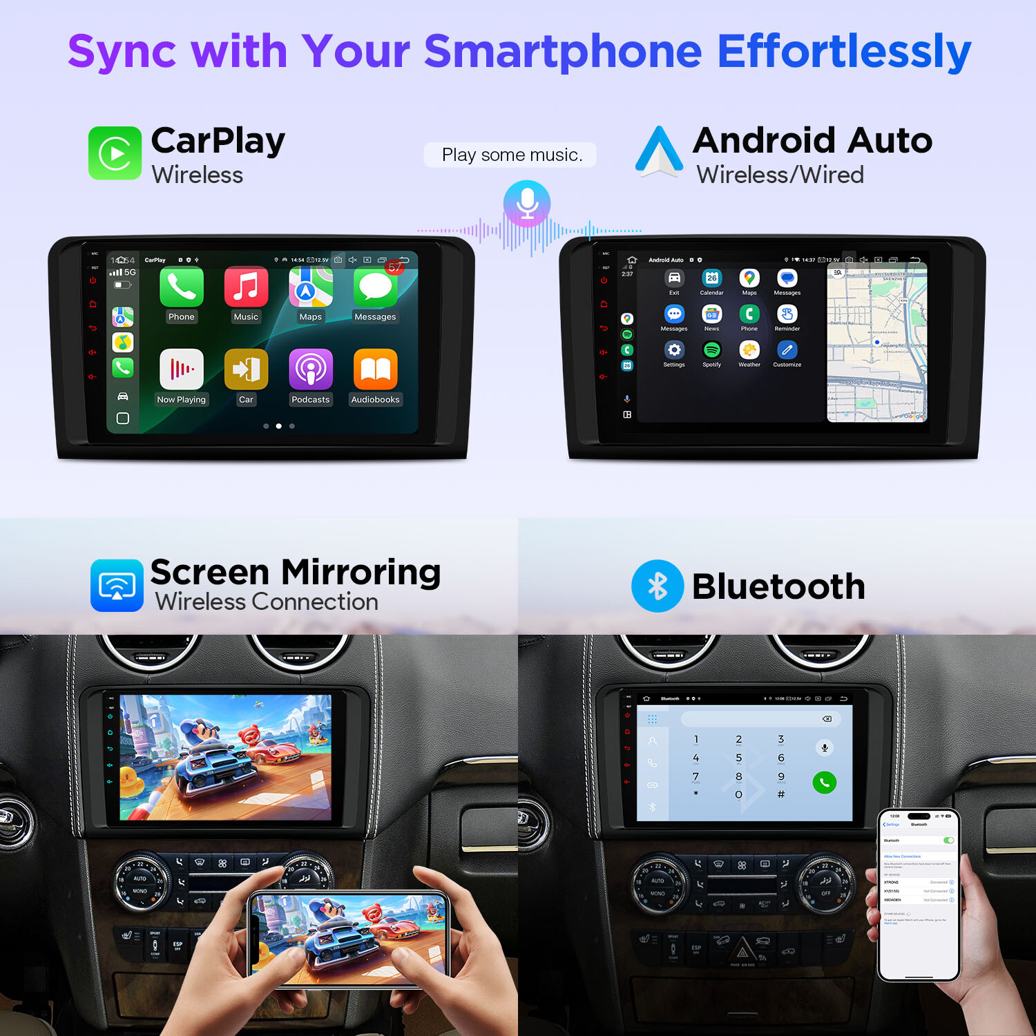 9” Android 14 8-Core Car GPS Radio Stereo WiFi 4Glte For Mercedes-Benz W164 X164