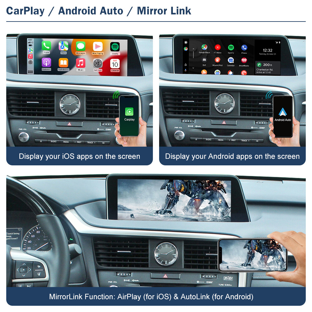 Wireless Carplay Android Auto Car Retrofit Module For Lexus RX 2016-2019 Mirror
