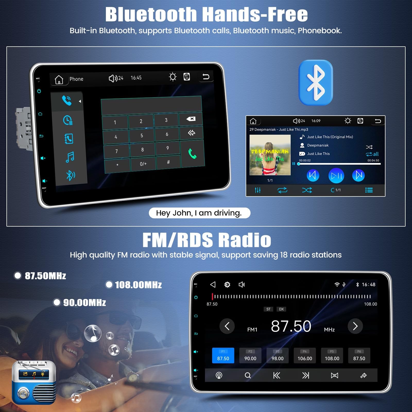 Single Din Car Stereo with Wireless Carplay Android Auto,10.1 Inch Detachable…