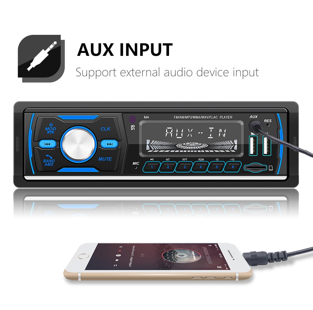 M4 Bluetooth Autoradio 1 Din Car Radio Stereo MP3 Player USB AUX FM AM RDS