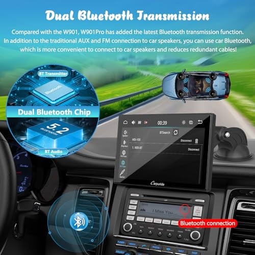 W901 Pro with Wireless Bluetooth Transmission Portable Carplay & 9 inch
