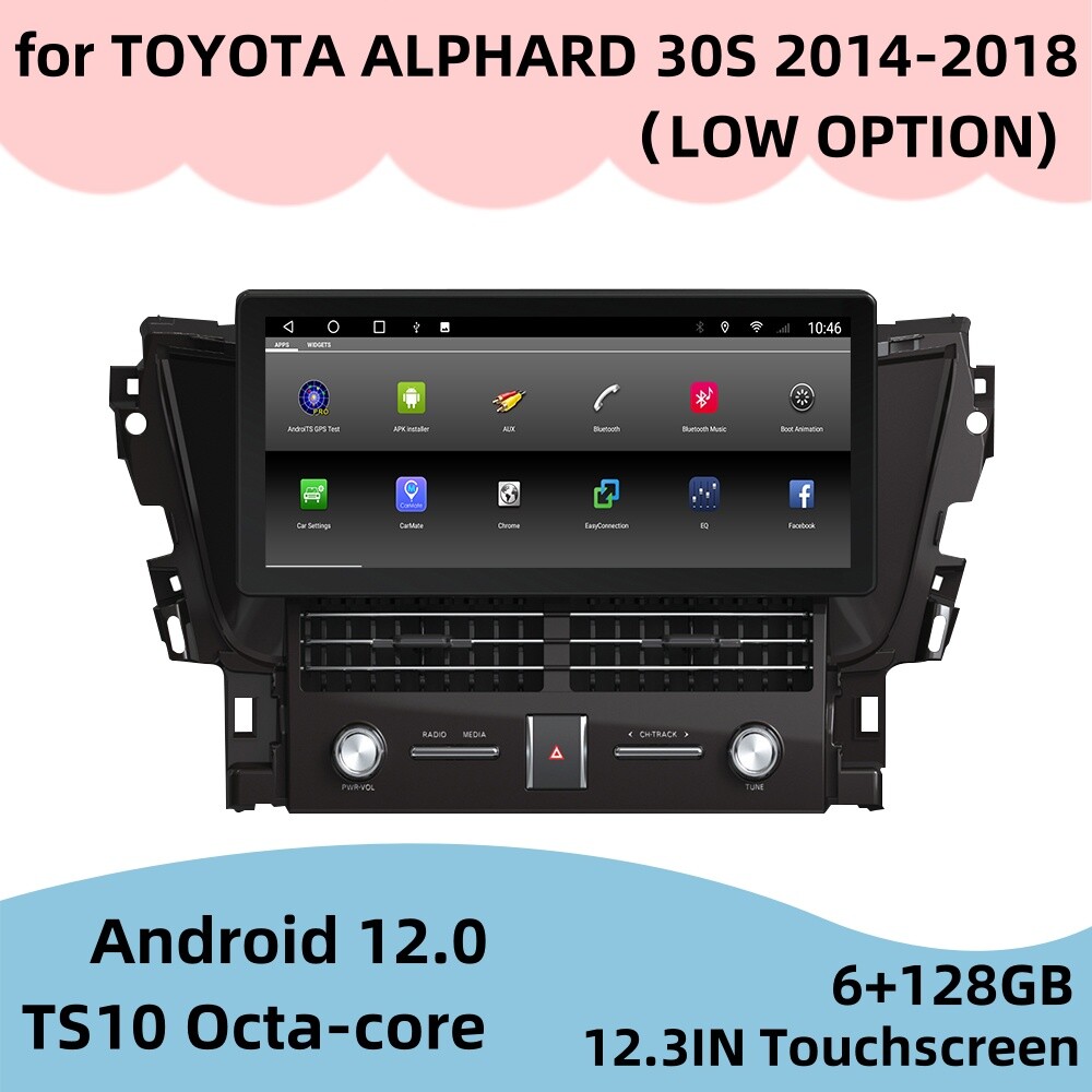 Car Radio for TOYOTA ALPHARD 30S 2014-2018 12.3″Video Player Carplay BT WiFi GPS