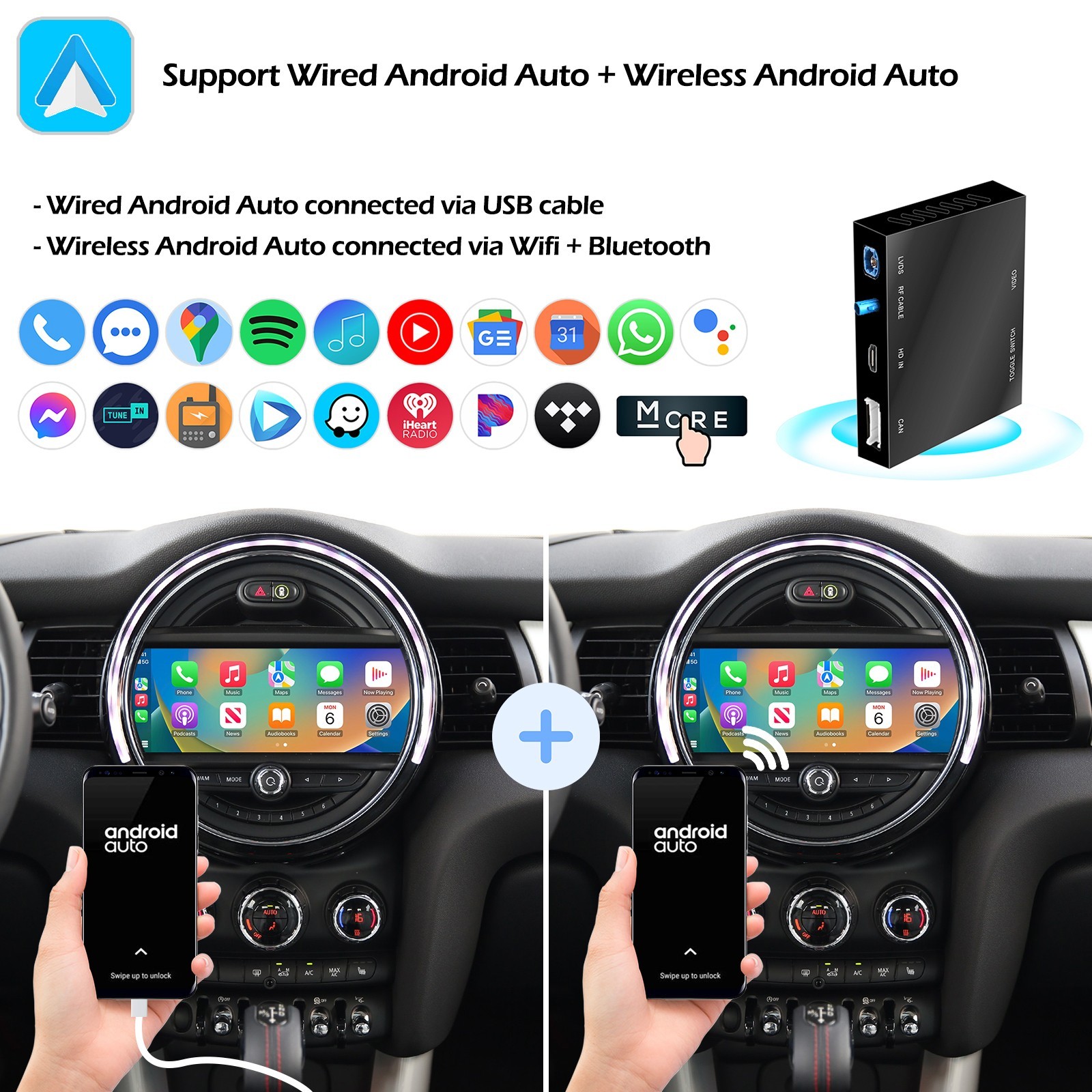 For MINI Cooper JCW CIC NBT Wireless CarPlay Android Auto Retrofit Kit 2010-2017