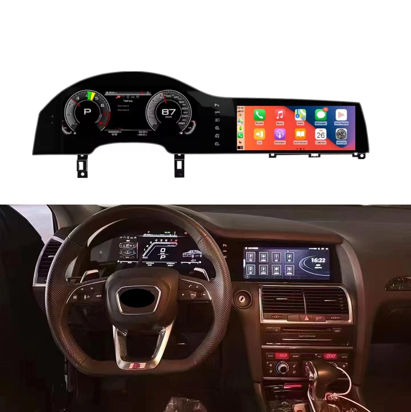 12.3″ Dual Screen For Audi Q7 4L 2005-2015 Digital Cluster CarPlay 4+64GB Radio