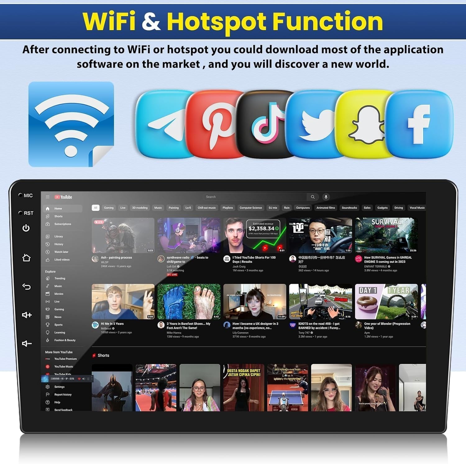 Carplay For 2014-2017 Grand Cherokee Radio Bluetooth Stereo BT WiFi FM RDS