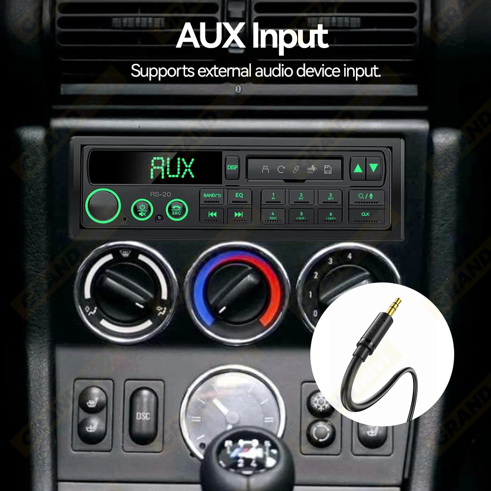 1DIN Retro Car Radio MP3 Player Stereo FM AM RDS DAB Receiver QC3.0 Bluetooth Fo