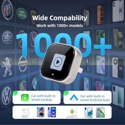 [2026 Upgrade] 2-in-1 Wireless CarPlay and Android Auto Adapter, Plug & Play,