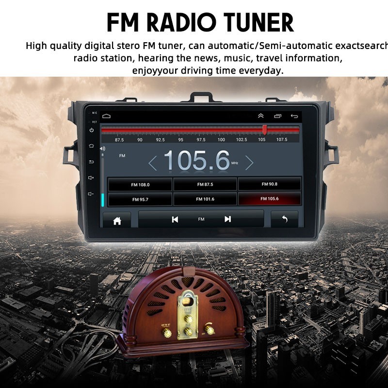 For Toyota Corolla 2009-2013 Bluetooth Car Stereo Carplay 2 din 9 inch