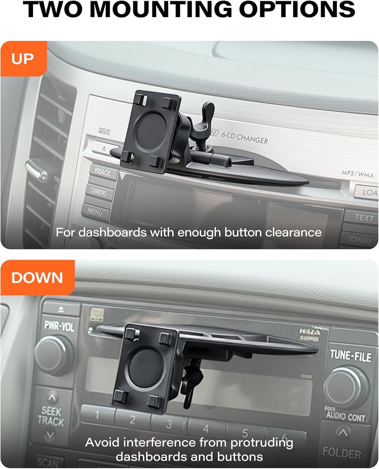 Soporte giratorio para ranura de CD para CarPlay: fácil instalación sin herramie