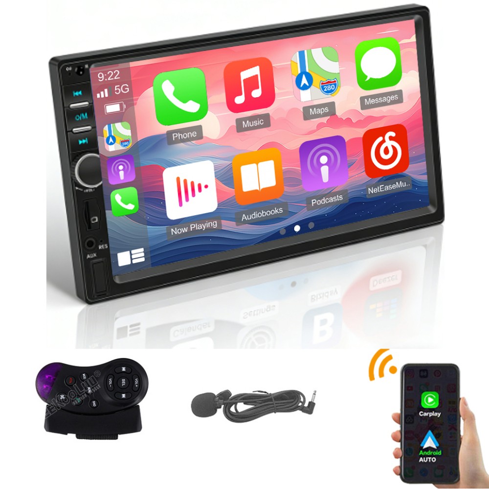 7” Double 2 Din Apple CarPlay Car Radio Car Stereo Touch Screen Android Auto BT