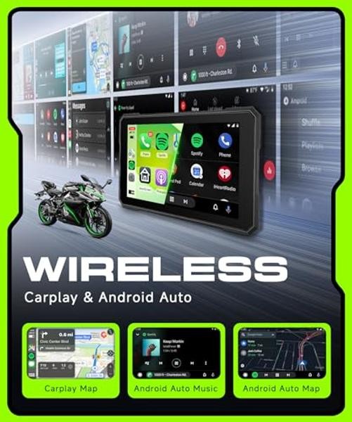 Motorcycle CarPlay Screen Wireless Carplay Android Auto for Motorbike 5 Inch