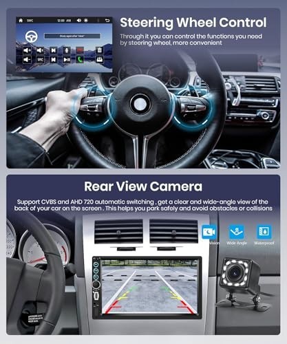 7″ Double Din Car Stereo – Wireless CarPlay, Android Auto, Bluetooth, Touchscree