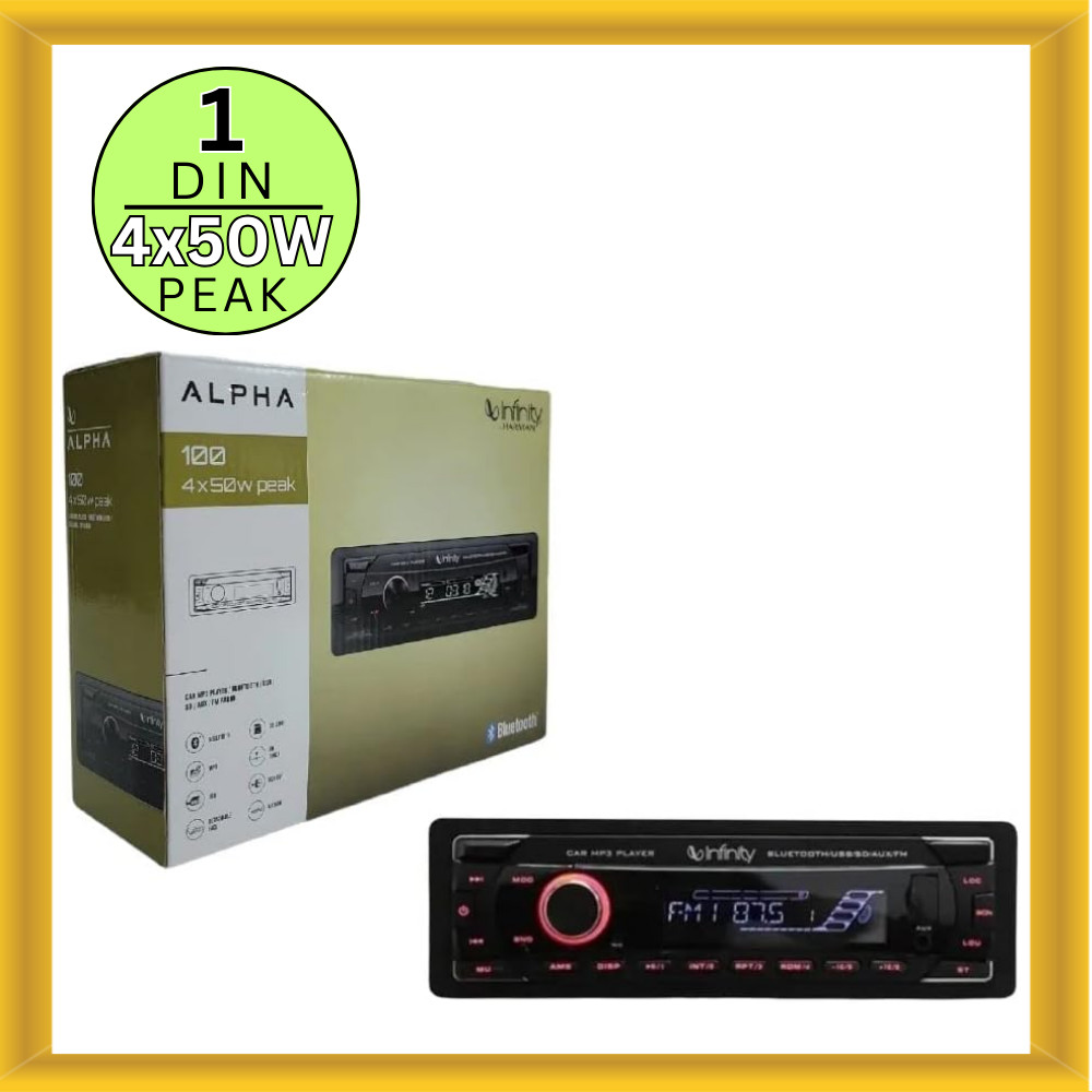 Infinity ALPHA100 Single DIN BT USB AUX SD FM Radio MP3 Player Car Receiver
